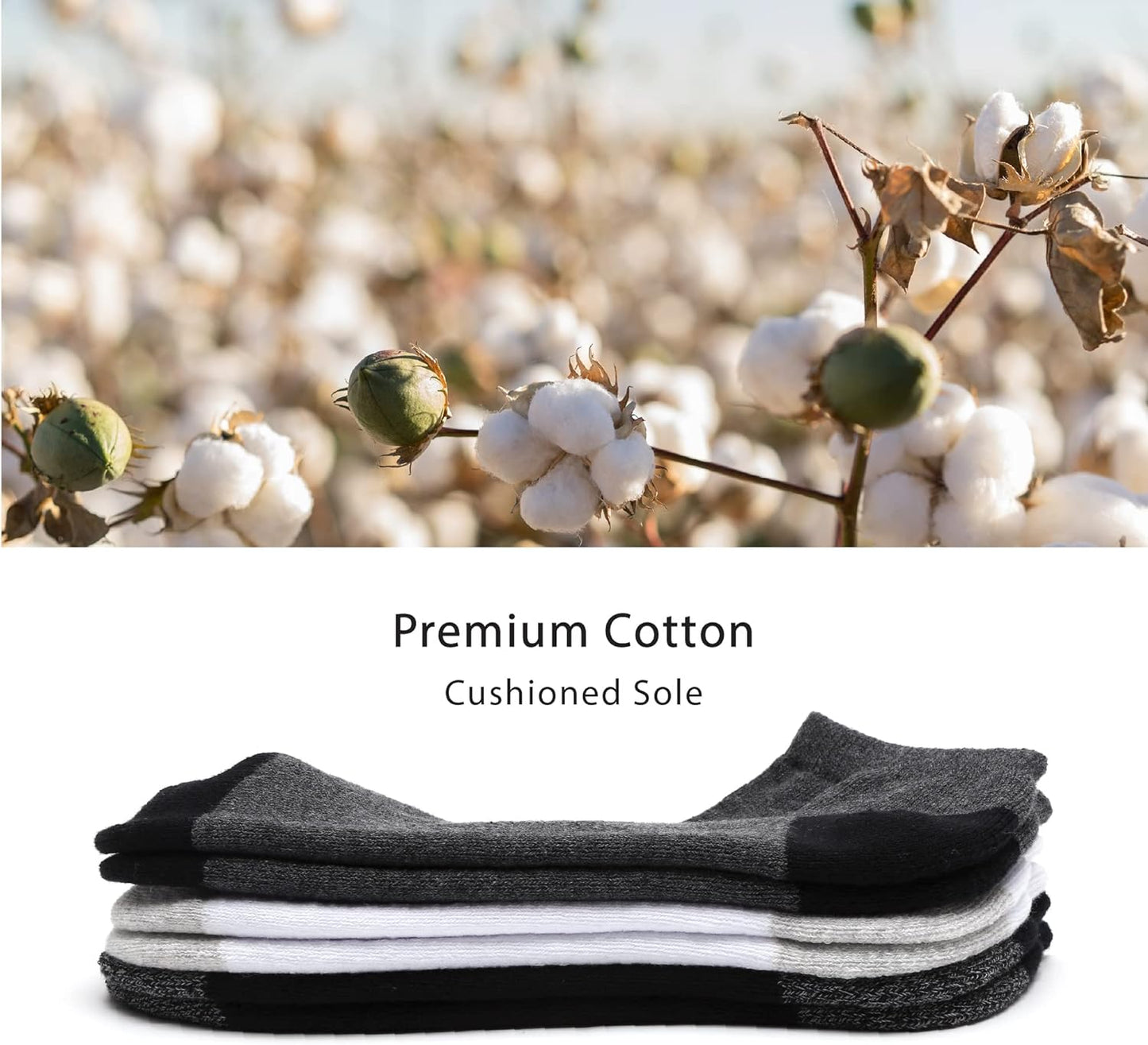 10/20/600 Pairs Cotton/Poly Slim Fit or Cushion Low Cut Ankle Socks for Men/Women Wholesale Bulk Packs