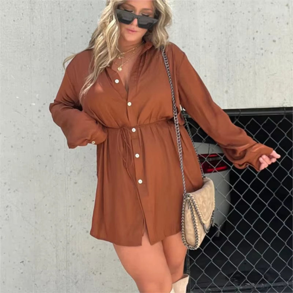 Chic & Trendy Lace-Up Waist Long Sleeve Jumpsuit for Women - Perfect for Spring & Summer Vibes!