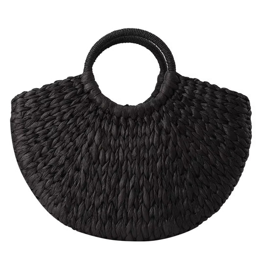 Women New Imitation Straw Handbags Woman Handmade Woven Basket Rattan Handbag for Femme Ladies Simple All-Match Handbag